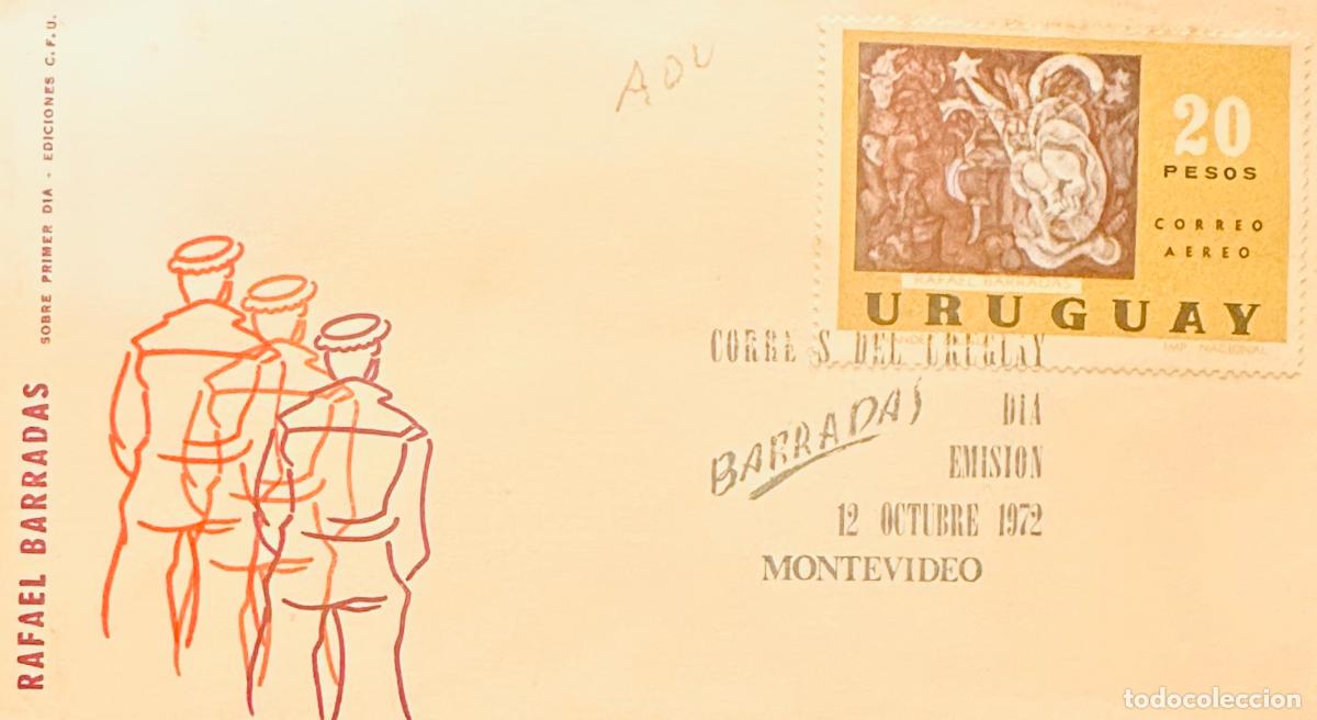 Sellos: CMI) 1972. URUGUAY. RAFAEL BARRADAS CENTRAL PICTORIAL REPRODUCTION ON A 20 PESOS STAMP FROM BARRADAS