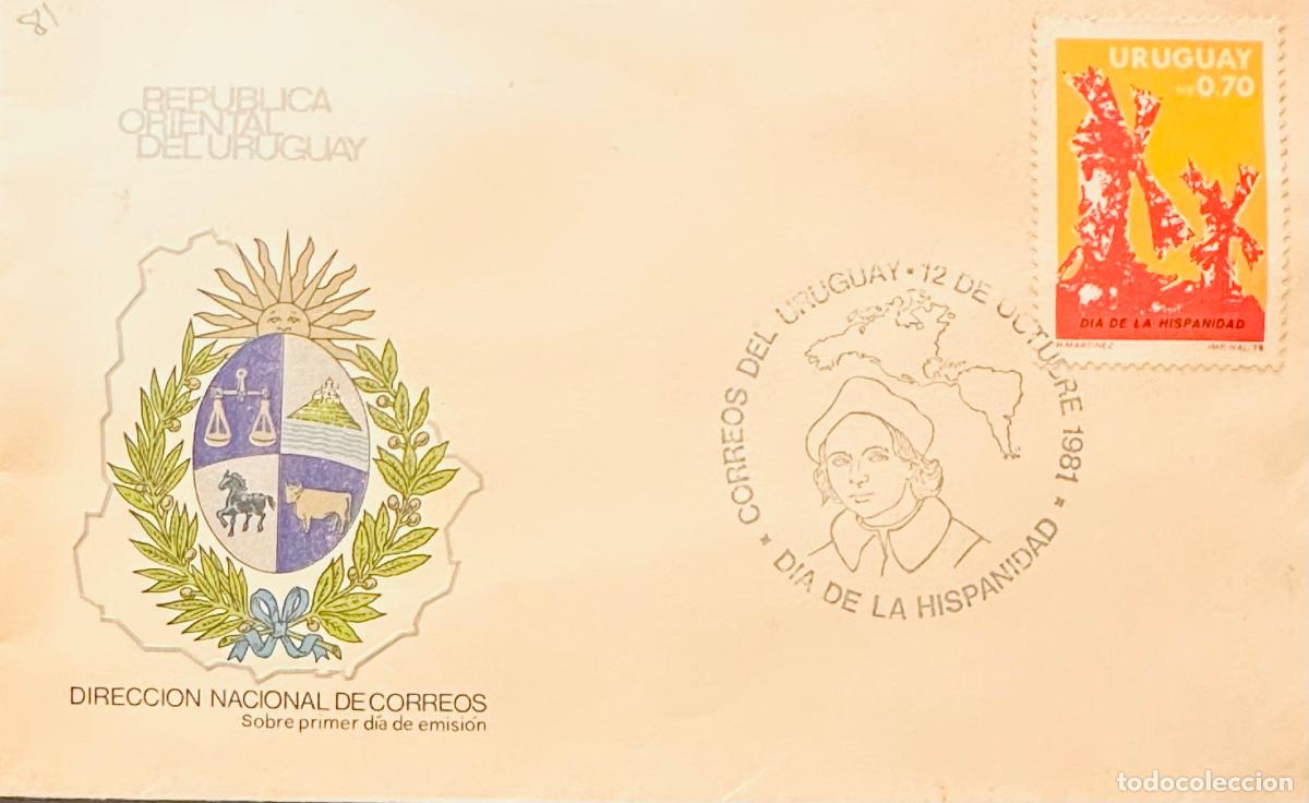Sellos: CMI) 1981. URUGUAY. WINDMILL DESIGN ON A 0.70 STAMP FROM DIA DE LA HISPANIDAD ISSUE. FDC. DOMESTIC M