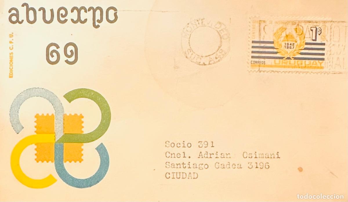 Sellos: CMI) 1967. URUGUAY. YELLOW AND BLUE-TONED STAMP FROM URUEXPO 69 ISSUE OVER A COMMERCIAL COVER SENT T