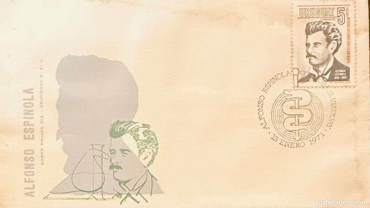 Sellos: CMI) 1971. URUGUAY. COMMEMORATIVE OVAL PROFILE PORTRAIT OF ALFONSO ESP&Iacute;NOLA. FDC. DOMESTIC MAIL. XF