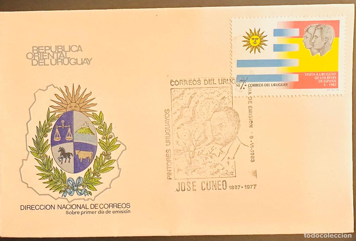 Sellos: CMI) 1983. URUGUAY. TWO-STAMP COMPENDIUM FEATURING NATIONAL FLAG RECREATION WITH SPAIN KING AND QUEE