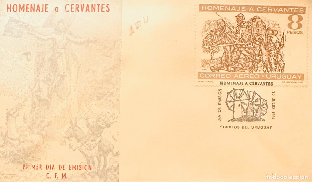 Francobolli: CMI) 1967. URUGUAY. ARMED RIDERS IN THE FIELD ILLUSTRATION STAMP WITH HOMENAJE A CERVANTES CAPTION.