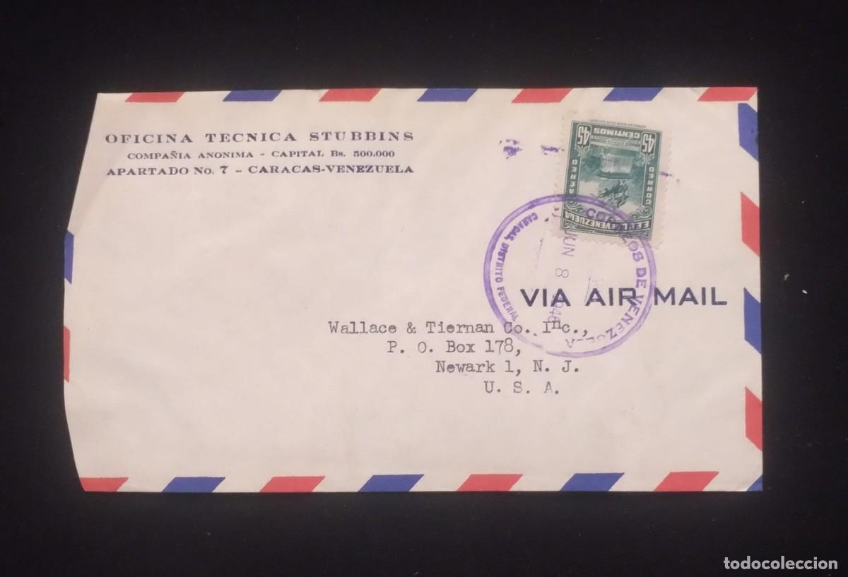 Sellos: TS) 1948 VENEZUELA, AIRMAIL, COVER SENT FROM THE STUBBINS TECHNICAL OFFICE IN CARACAS TO NEW JERSEY,