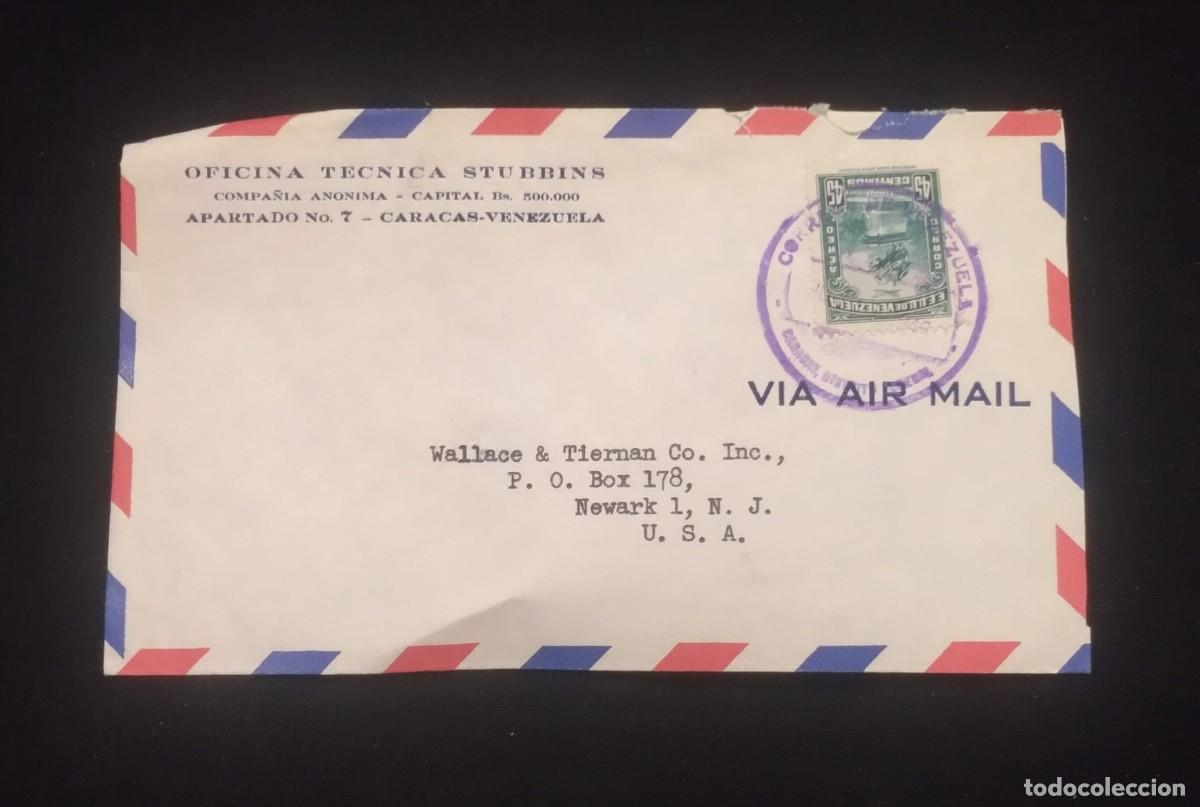 Sellos: TS) CIRCA 1953 VENEZUELA, AIRMAIL, COVER SENT FROM CARACAS TO NEW JERSEY,WITH THE 150TH ANNIVERSARY