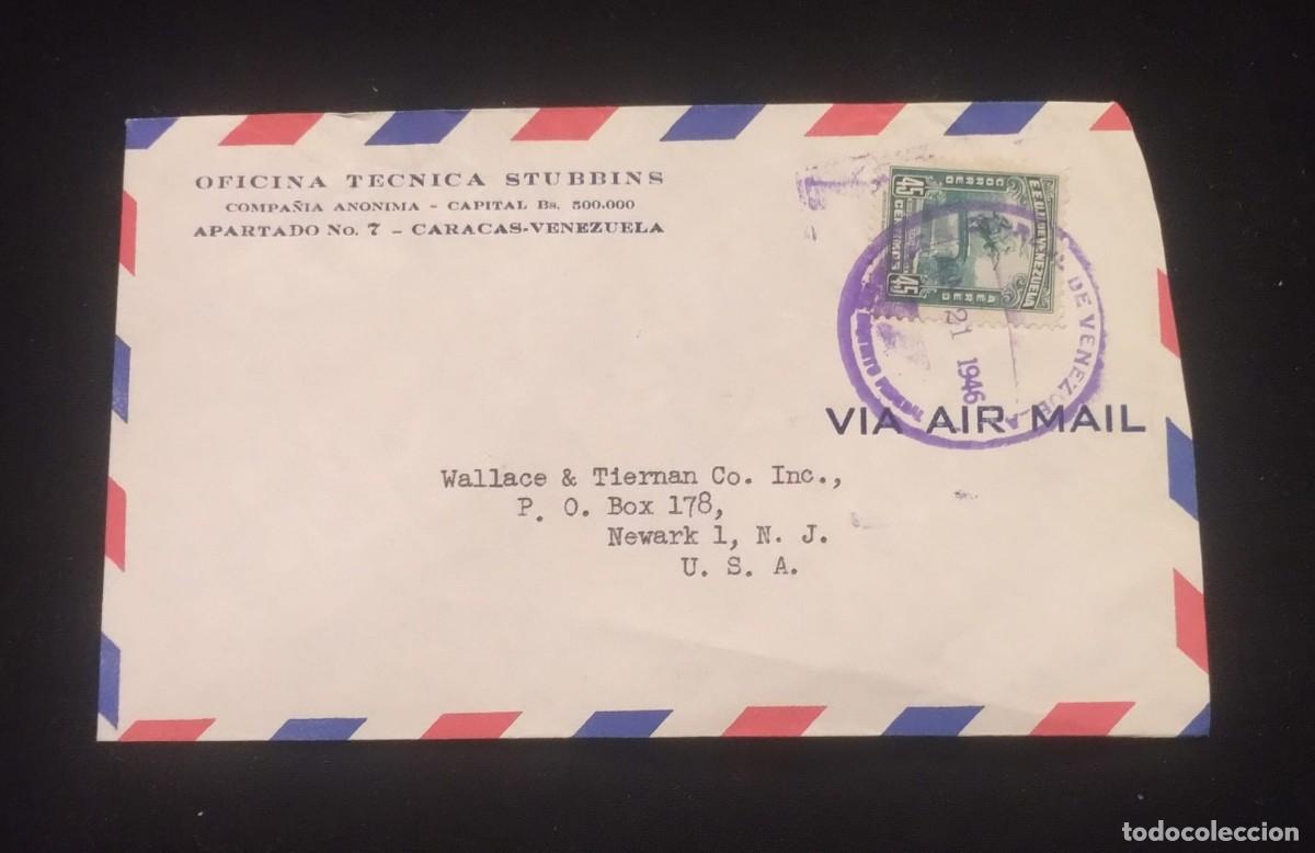 Sellos: TS) 1946 VENEZUELA, COVER SENT FROM CARACAS TO NEW JERSEY, AIRMAIL, WITH THE 150TH ANNIVERSARY OF TH