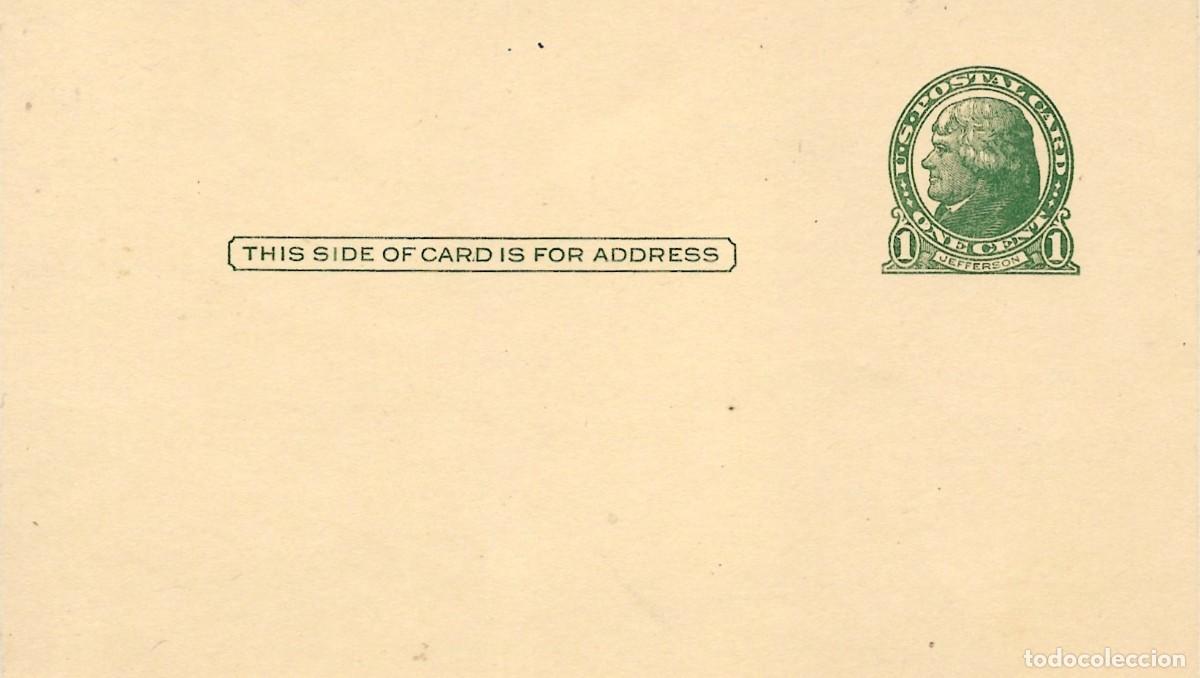 Sellos: TARJETA ENTERO POSTAL DE ESTADOS UNIDOS CON SELLO IMPRESO DE THOMAS JEFFERSON DE 1 CENTAVO DE 1914