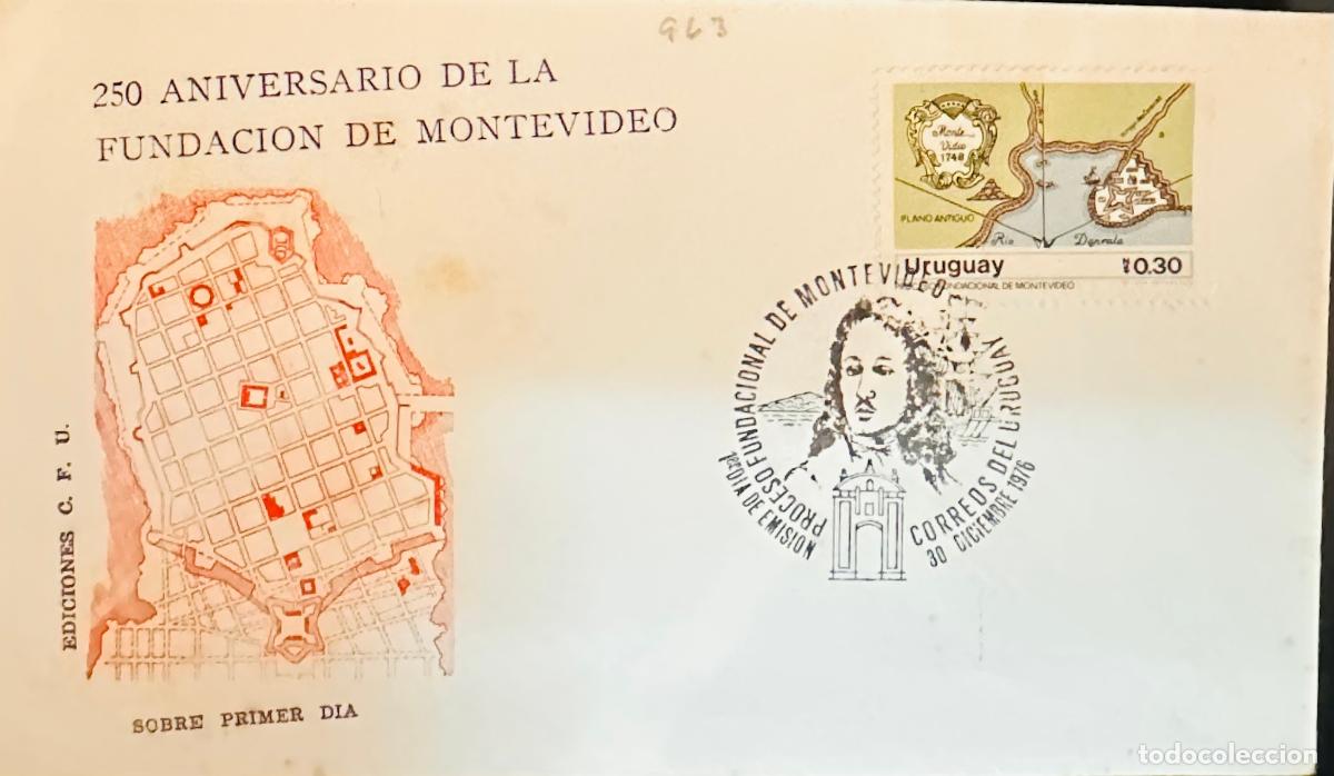 Briefmarken: CMI) 1976. URUGUAY. STAMP FEATURING A 1740 CITY ANCIENT GEOGRAPHIC MAP DRAWING. FROM 250 ANIVERSARIO
