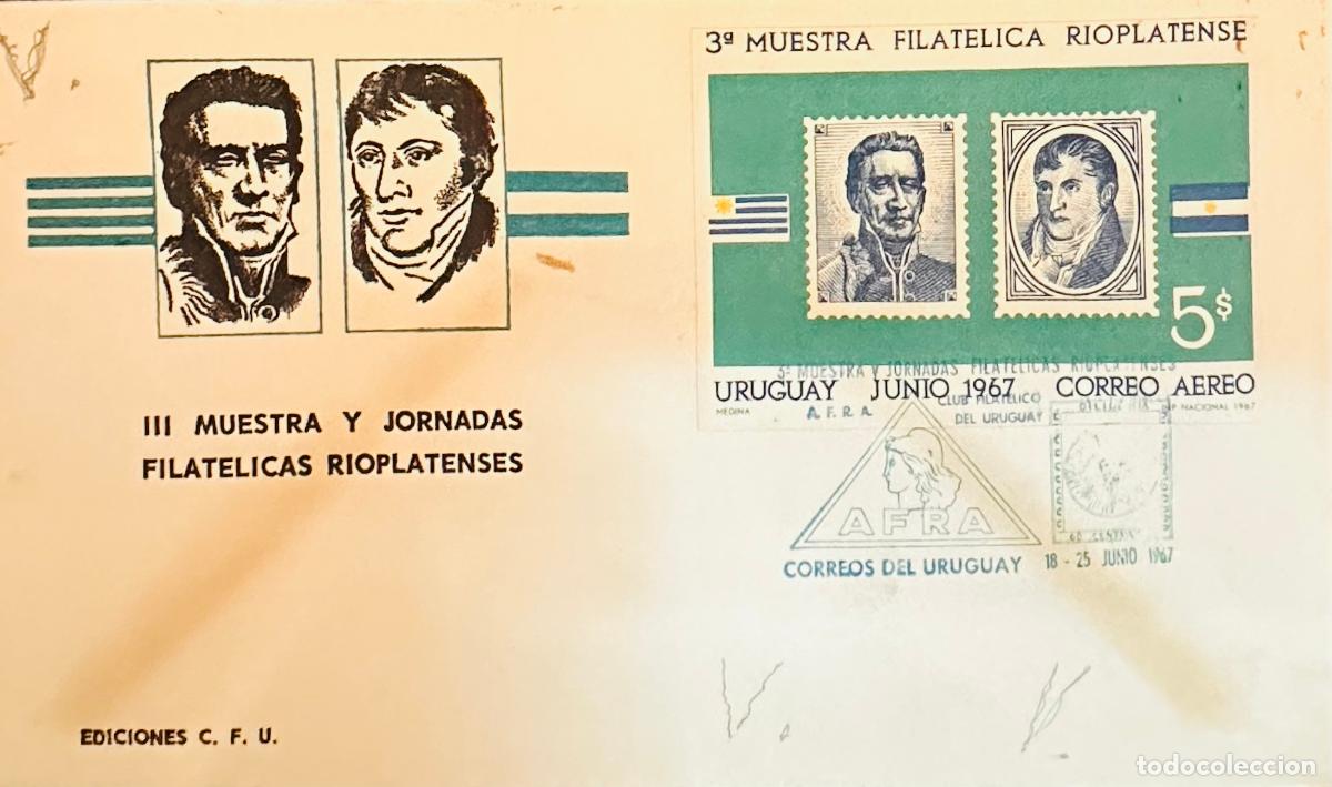 Briefmarken: CMI) 1967. URUGUAY. TWO-STAMP COMPENDIUM FEATURING MALE PORTRAITS IN FRAMES FROM III MUESTRA Y JORNA