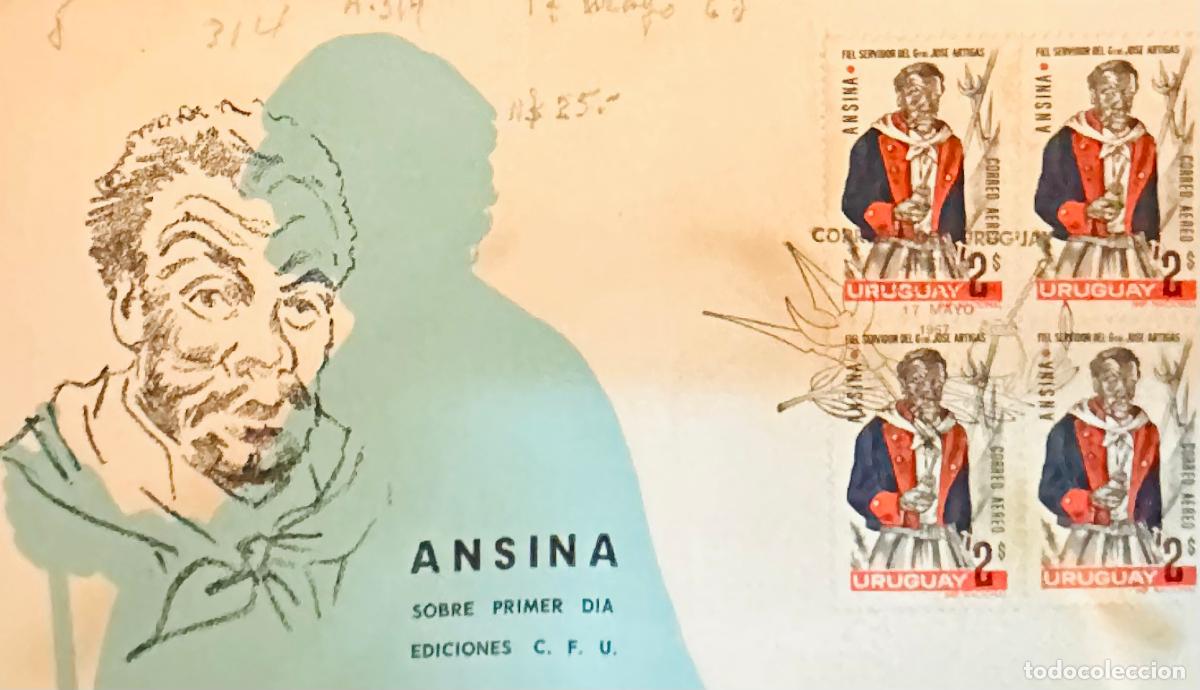 Sellos: CMI) 1967. URUGUAY. FOUR-STAMP COMPENDIUM FEATURING JOAQU&Iacute;N LENZINA PROFILE PORTRAIT FROM FIEL SERVI