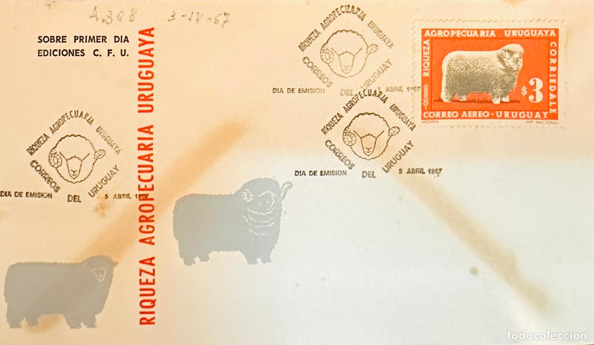 Sellos: CMI) 1967. URUGUAY. AIRMAIL STAMP FEATURING SHEEP LIVESTOCK ILLUSTRATION FROM RIQUEZA AGROPECUARIA U