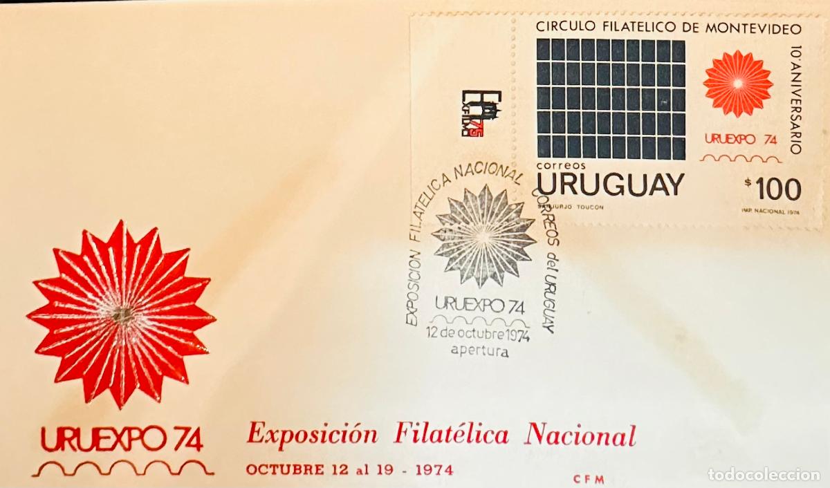 Sellos: CMI) 1974. URUGUAY. STAMP FEATURING DARK FRAMES GEOMETRIC DESIGN FROM EXPOSI&Ccedil;&Atilde;O FILAT&Eacute;LICA NACIONAL