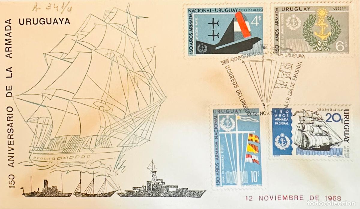 Sellos: CMI) 1968. URUGUAY. EXTENSIVE FOUR-STAMP COMPENDIUM ASSOCIATED WITH THE NATIONAL NAVY FEATURING FIGH