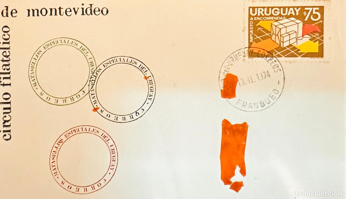 Sellos: CMI) 1974. URUGUAY. STAMP FEATURING A LOGISTICS BOXES INDUSTRIAL DESIGN WITH IMPUESTO A ENCOMIENDAS
