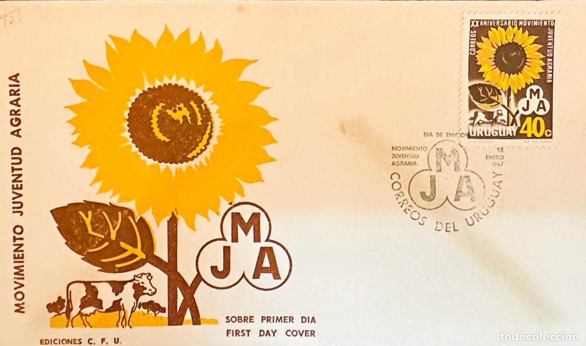 Sellos: CMI) 1967. URUGUAY. STAMP FEATURING MOVIMIENTO JUVENTUD AGRARIA SUNFLOWER LOGO. FEATURING JA CORREOS