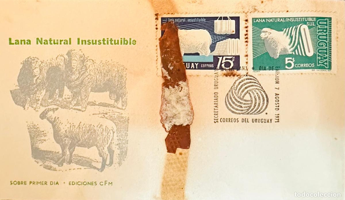 Sellos: CMI) 1971. URUGUAY. TWO-STAMP COMPENDIUM FEATURING MERINO SHEEP LIVESTOCK ILLUSTRATION FROM SECRETAR