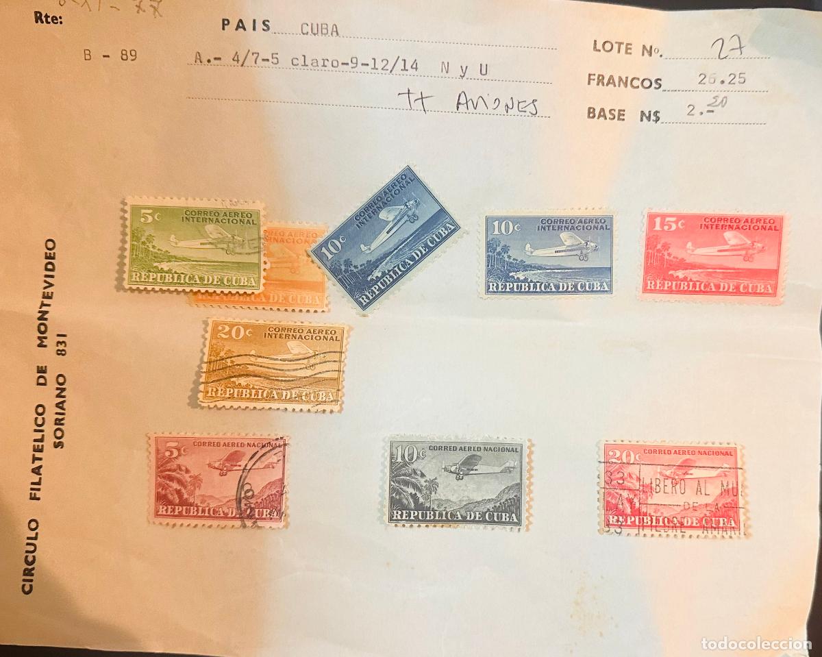 Sellos: CMI) 1966. CUBA. PHILATELIC ALBUM PAGE FEATURING AN EXTENSIVE EIGHT-STAMP AIRMAIL COMPENDIUM FEATURI