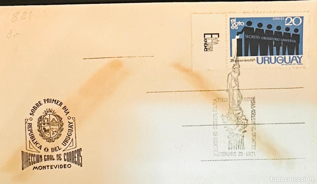 Sellos: CMI) 1971. URUGUAY. STAMP FEATURING A HUMAN SILHOUETTES GROUP IN FRONT OF AN URN DESIGN FROM EL VOTO