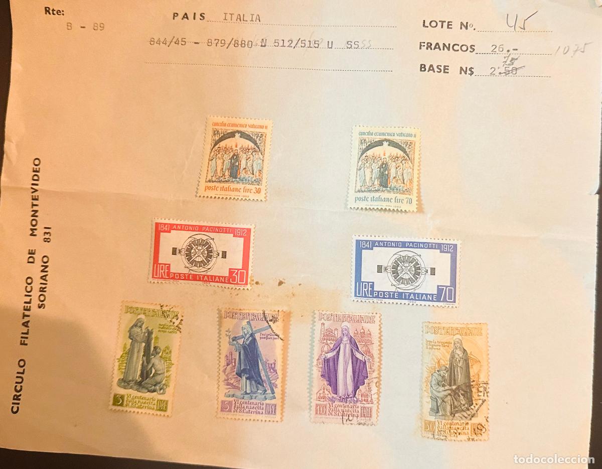 Sellos: CMI) 1965. ITALY. PHILATELIC ALBUM PAGE FEATURING AN EXTENSIVE SIX-STAMP COMPENDIUM FEATURING SACRED