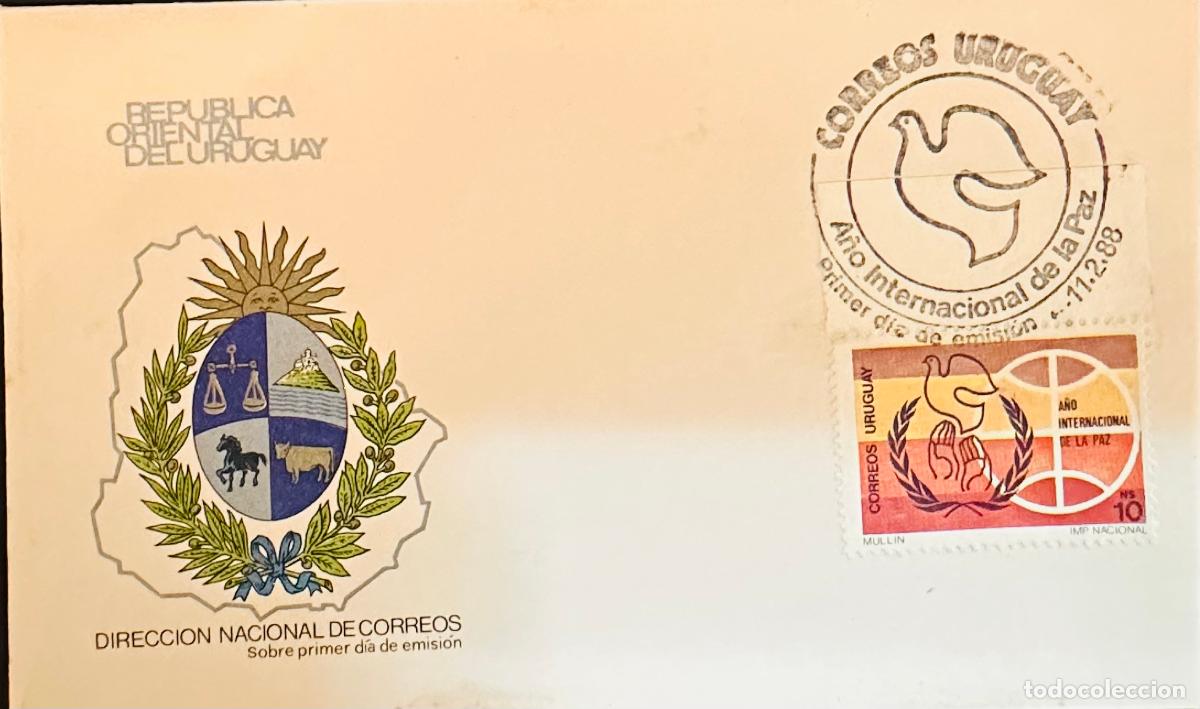 Sellos: CMI) 1988. URUGUAY. STAMP FEATURING A PEACE DOVE OVER GEOMETRIC WORLD MAP LOGO FROM A&Ntilde;O INTERNACIONA