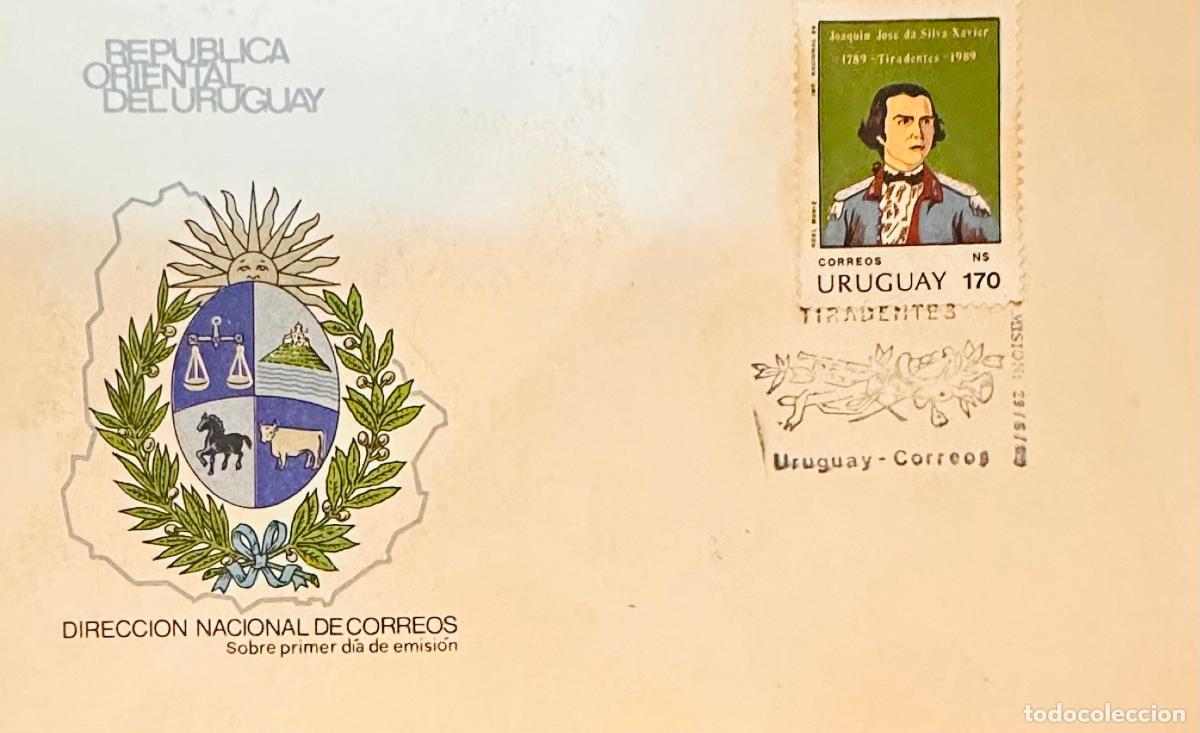 Sellos: CMI) 1989. URUGUAY. JOAQU&Iacute;N JOS&Eacute; DA SILVA XAVIER PORTRAIT STAMP FROM TIRADENTES CORREOS URUGUAY ISSU