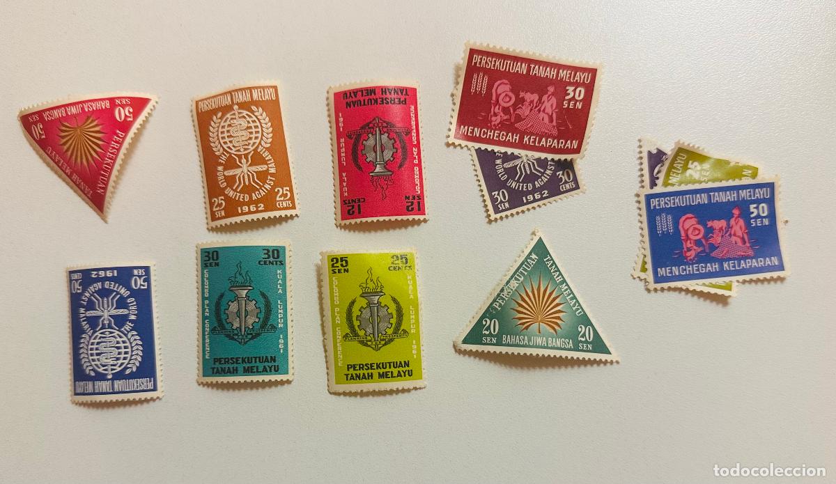 Sellos: CMI) 1962. MALAYSIA. PHILATELIC COMPENDIUM FEATURING TEN STAMPS ASSOCIATED WITH PERSEKUTUAN TANAH ME