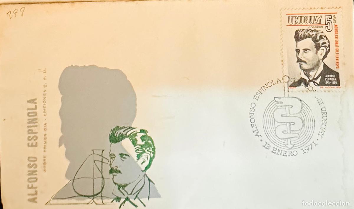 Sellos: CMI) 1971. URUGUAY. STAMP FEATURING ALFONSO ESP&Iacute;NOLA COMMEMORATIVE OVAL PROFILE PORTRAIT FROM M&Eacute;DICO