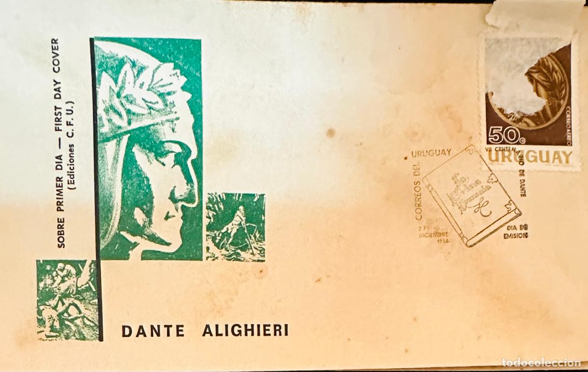 Sellos: CMI) 1956. URUGUAY. AIRMAIL STAMP FEATURING DANTE ALIGHIERI FRAMED CENTRAL PORTRAIT FROM DIA DE DANT
