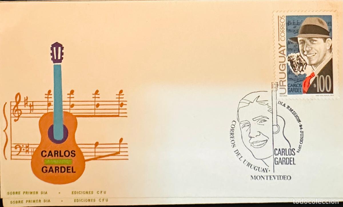Sellos: CMI) 1974. URUGUAY. STAMP FEATURING THE HAT-WEARING PORTRAIT OF CANTANTE CARLOS GARDEL. FEATURING A