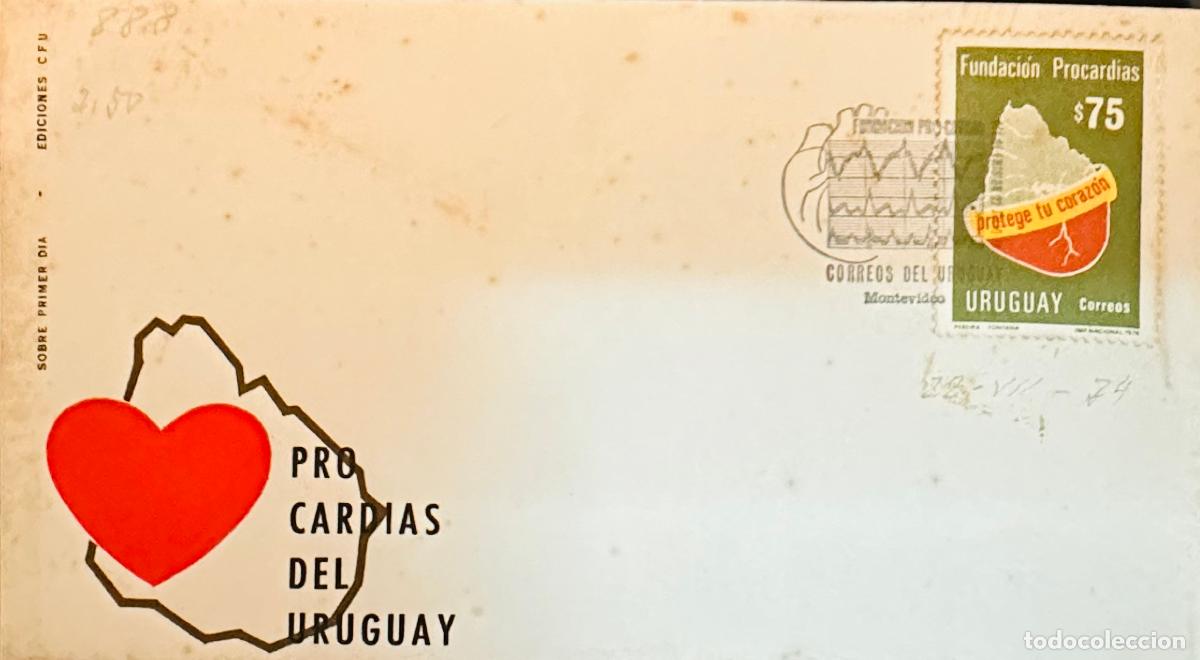Sellos: CMI) 1974. URUGUAY. EMBLEM STAMP IN A FRAME SHAPED HEART FROM FUNDACI&Oacute;N PROCARDIAS PROTEGE TU CORAZ&Oacute;
