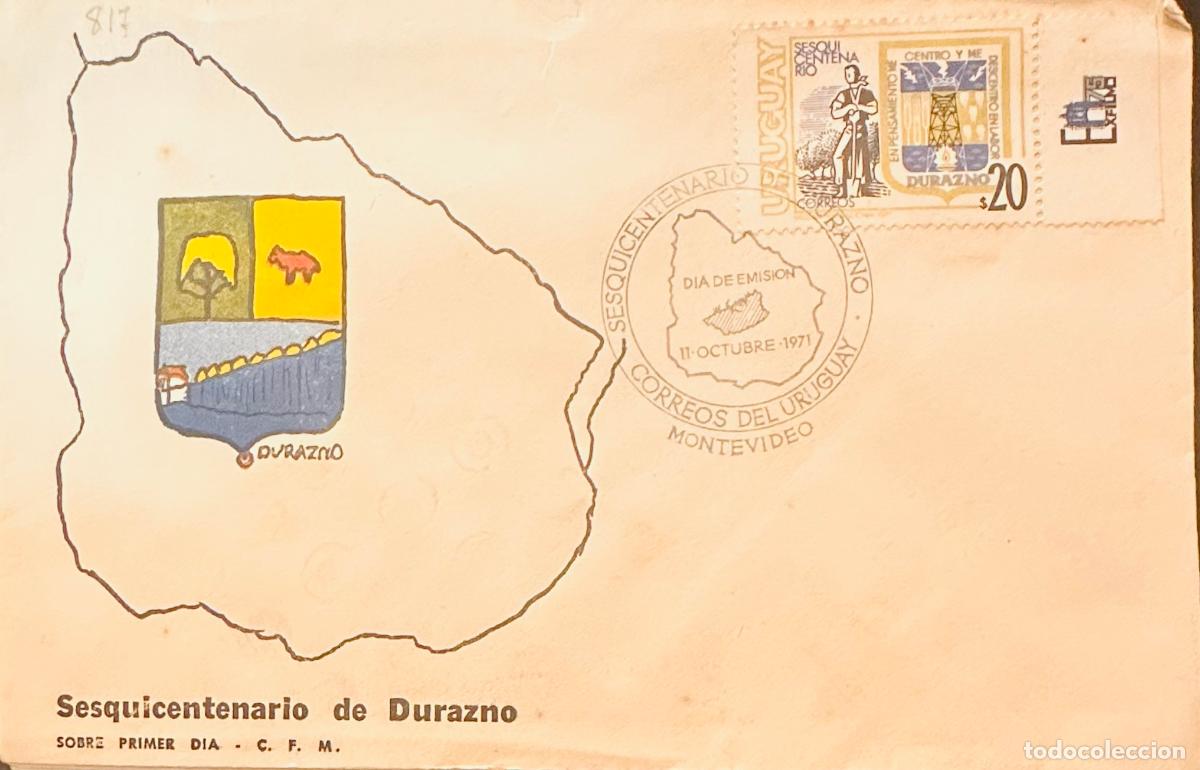 Francobolli: CMI) 1971. URUGUAY. STAMP DURAZNO SESQUICENTENNIAL. COVER WITH PRINTED MAP DESIGN. FDC. DOMESTIC MAI
