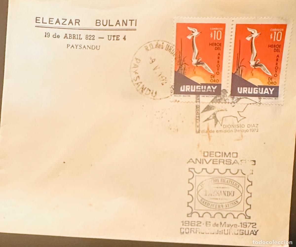 Sellos: CMI) 1972. URUGUAY. TWO STAMPS COMPENDIUM FEATURING A BIRD IN FLIGHT. FDC. DOMESTIC MAIL. XF
