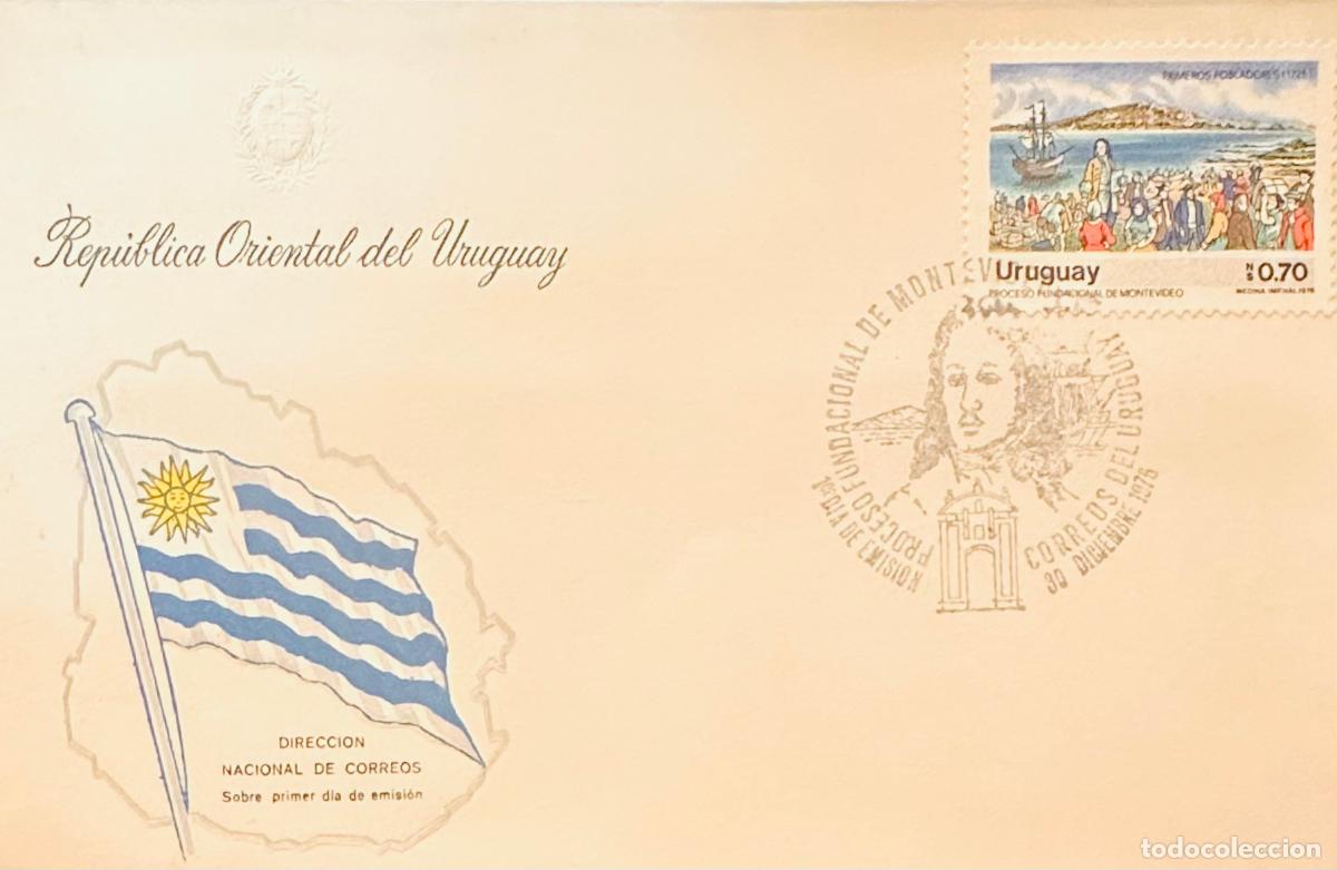 Sellos: CMI) 1976. URUGUAY. STAMP FIRST SETTLERS SCENE. COVER WITH PORTRAIT ENGRAVING. FDC. DOMESTIC MAIL. X