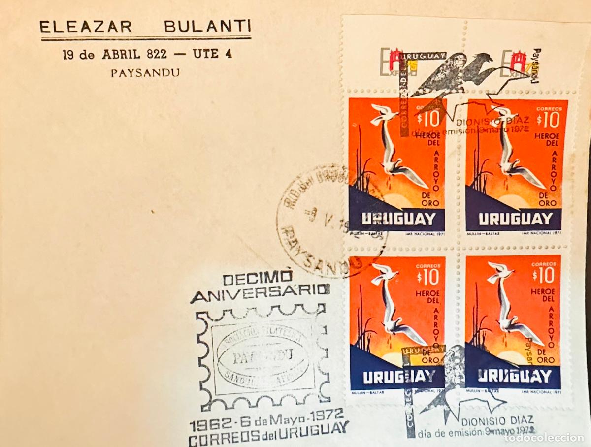 Sellos: CMI) 1972. URUGUAY. STAMP FOUR BLOCK DIONISIO DIAZ. COVER WITH TEXT ENGRAVING. FDC. DOMESTIC MAIL. X