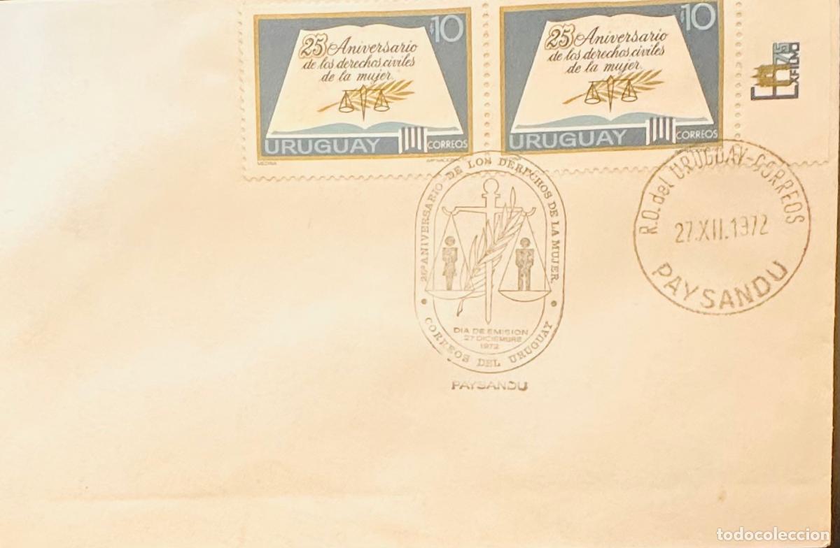 Sellos: CMI) 1972. URUGUAY. TWO STAMPS WOMEN RIGHTS. COVER WITH SCALES AND PROFILE ENGRAVING. FDC. DOMESTIC