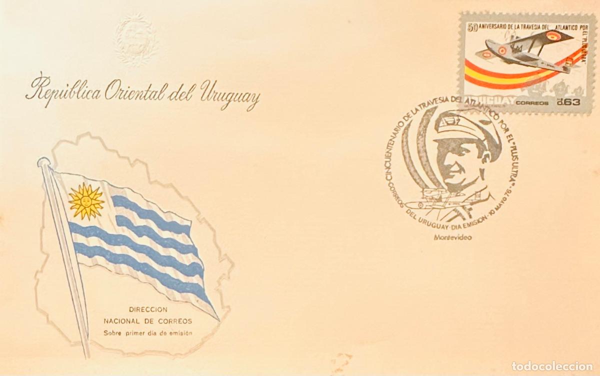 Sellos: CMI) 1976. URUGUAY. STAMP ATLANTIC CROSSING. COVER WITH AVIATOR PORTRAIT ENGRAVING. FDC. DOMESTIC MA