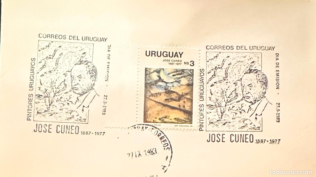 Sellos: CMI) 1983. URUGUAY. STAMP URUGUAYAN PAINTERS JOS&Eacute; CUNEO. COVER WITH PORTRAIT. FDC. DOMESTIC MAIL. XF