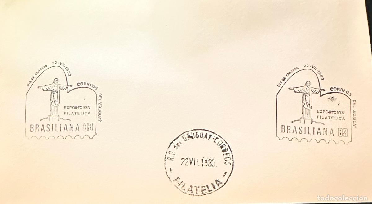 Sellos: CMI) 1983. URUGUAY. THREE BRASILIANA MARKS WITH ENGRAVED CHRIST REDEEMER. FDC. DOMESTIC MAIL. XF