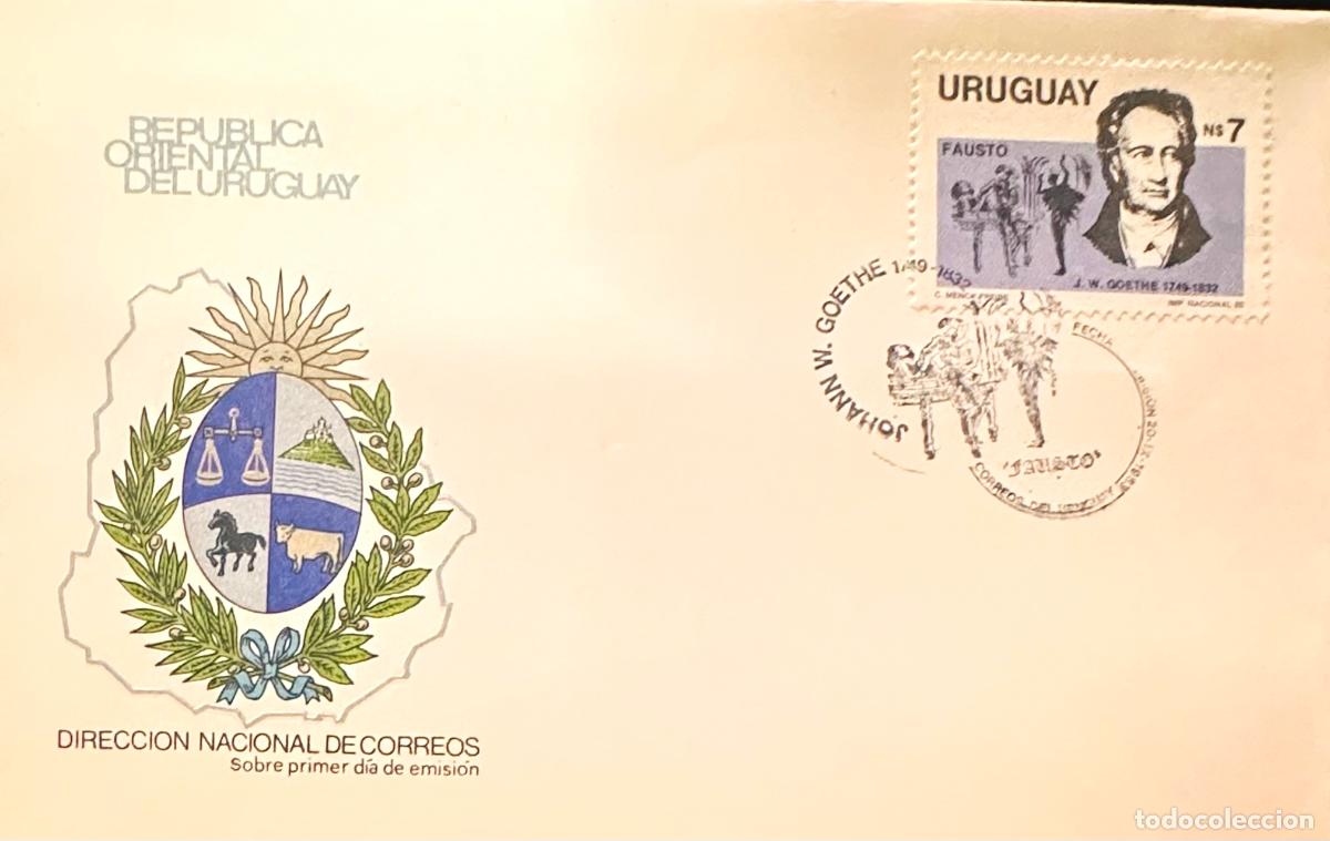 Sellos: CMI) 1983. URUGUAY. STAMP JOHANN W. GOETHE FAUSTO. COVER WITH PRINTED MAP DESIGN. FDC. DOMESTIC MAIL