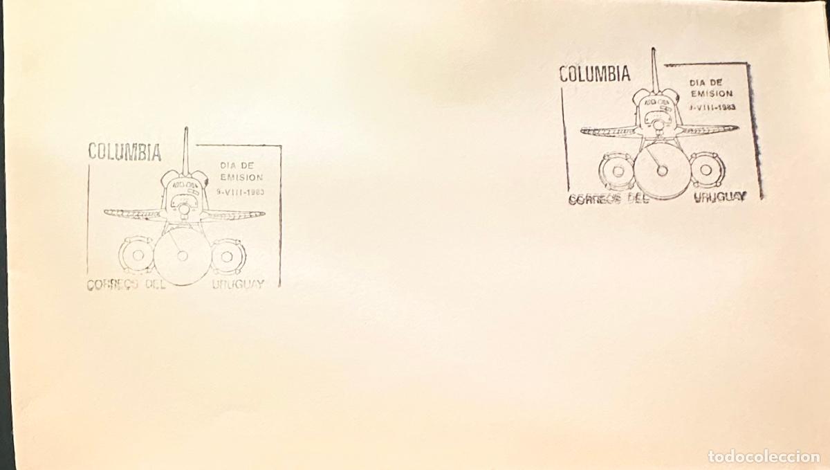 Sellos: CMI) 1983. URUGUAY. TWO COLUMBIA CANCELLATIONS WITH SPACE SHUTTLE ENGRAVING. FDC. DOMESTIC MAIL. XF