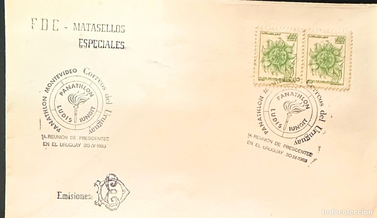 Francobolli: CMI) 1983. URUGUAY. TWO STAMPS PASSION FLOWER. COVER WITH TORCH ENGRAVING. FDC. DOMESTIC MAIL. XF