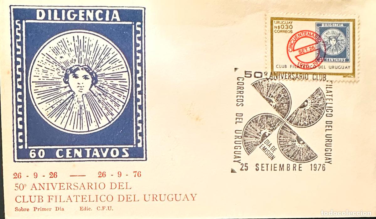 Francobolli: CMI) 1976. URUGUAY. STAMP PHILATELIC CLUB ANNIVERSARY. COVER WITH DILIGENCIA SKETCH. FDC. DOMESTIC M