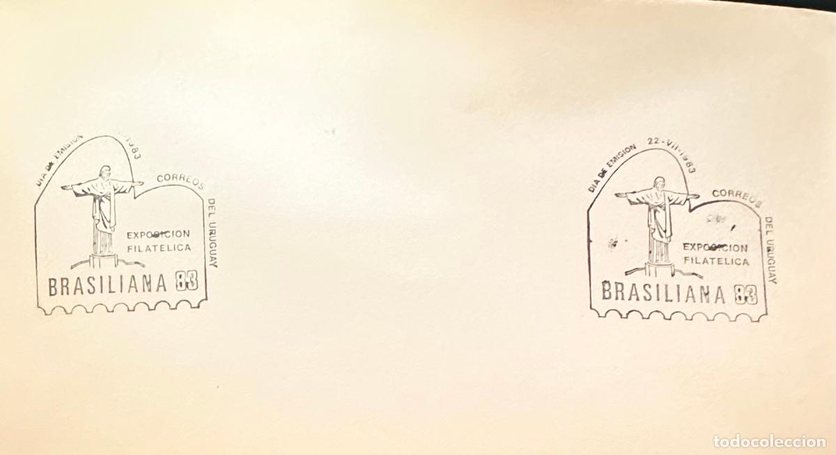 Francobolli: CMI) 1983. URUGUAY. THREE BRASILIANA MARKS WITH ENGRAVED CHRIST REDEEMER. FDC. DOMESTIC MAIL. XF