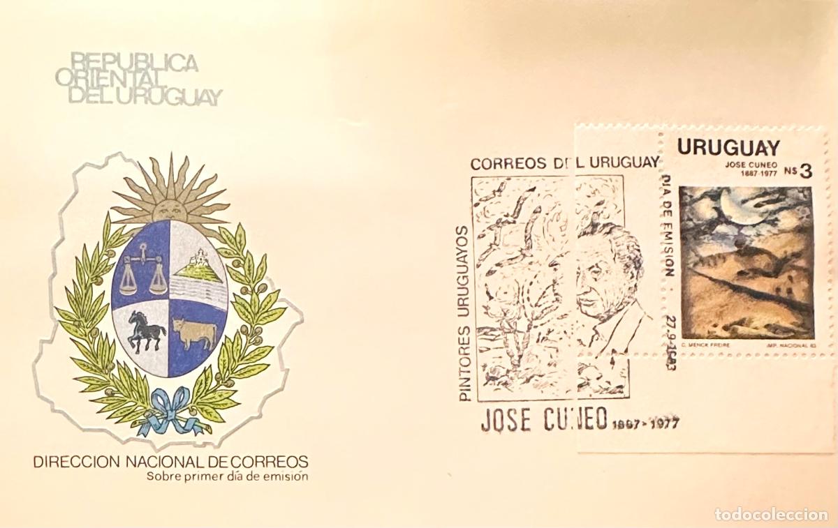 Francobolli: CMI) 1983. URUGUAY. STAMP JOSE CUNEO PAINTERS. COVER WITH FACE ENGRAVING. FDC. DOMESTIC MAIL. XF