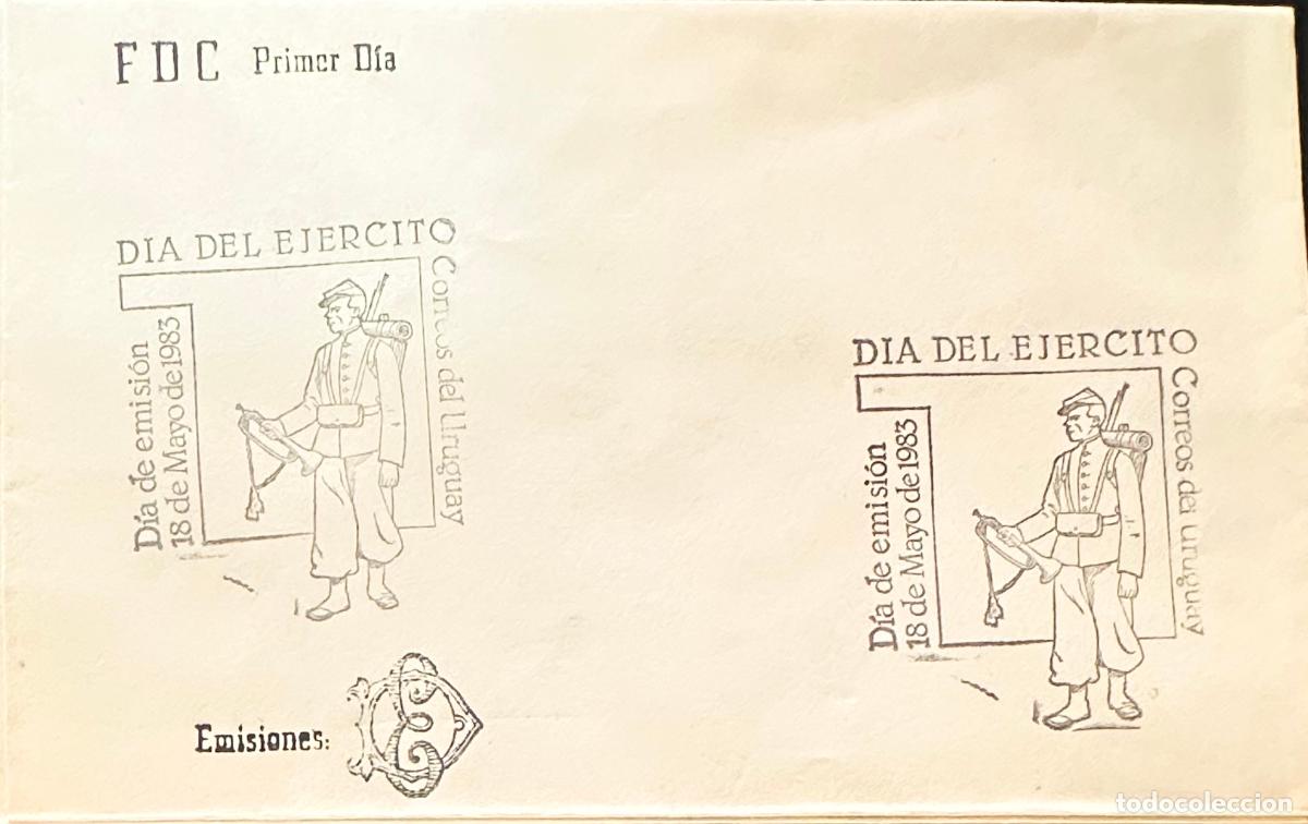 Francobolli: CMI) 1983. URUGUAY. TWO ARMY DAY CANCELLATIONS WITH ENGRAVED SOLDIER DESIGN. FDC. DOMESTIC MAIL. XF