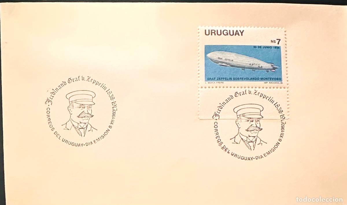 Francobolli: CMI) 1983. URUGUAY. STAMP GRAF ZEPPELIN AIRSHIP. COVER WITH FACE ENGRAVING. FDC. DOMESTIC MAIL. XF