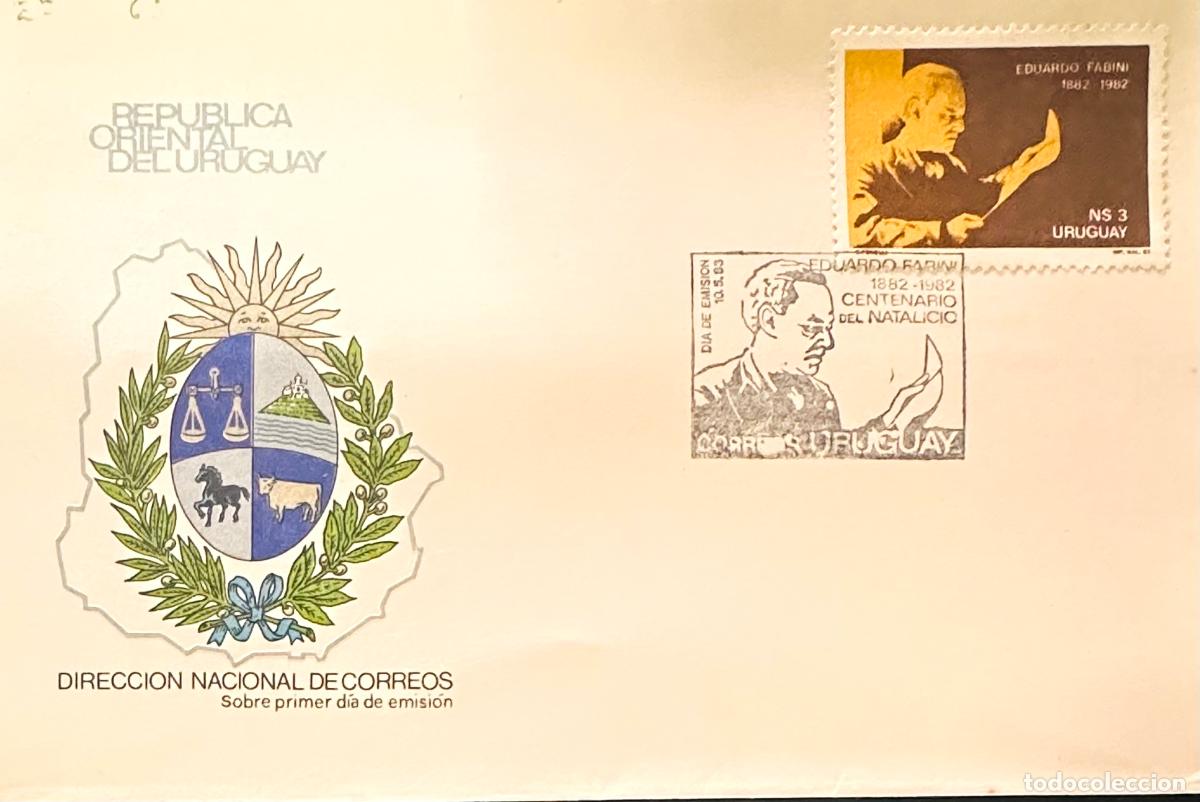 Sellos: CMI) 1983. URUGUAY. STAMP EDUARDO FABINI CENTENARY. COVER WITH PRINTED MAP DESIGN. FDC. DOMESTIC MAI
