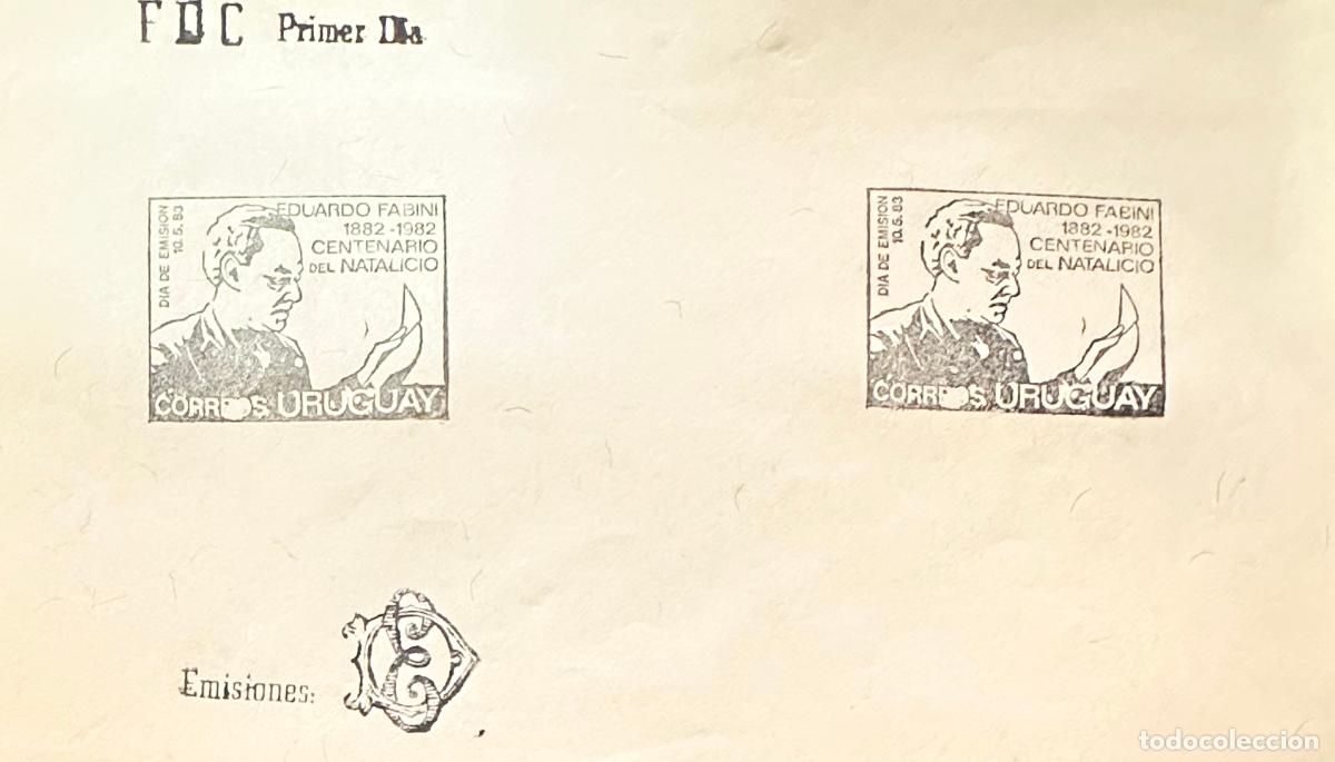 Sellos: CMI) 1983. URUGUAY. TWO CENTENARY FABINI MARKS WITH PROFILED FACE ENGRAVING. FDC. DOMESTIC MAIL. XF