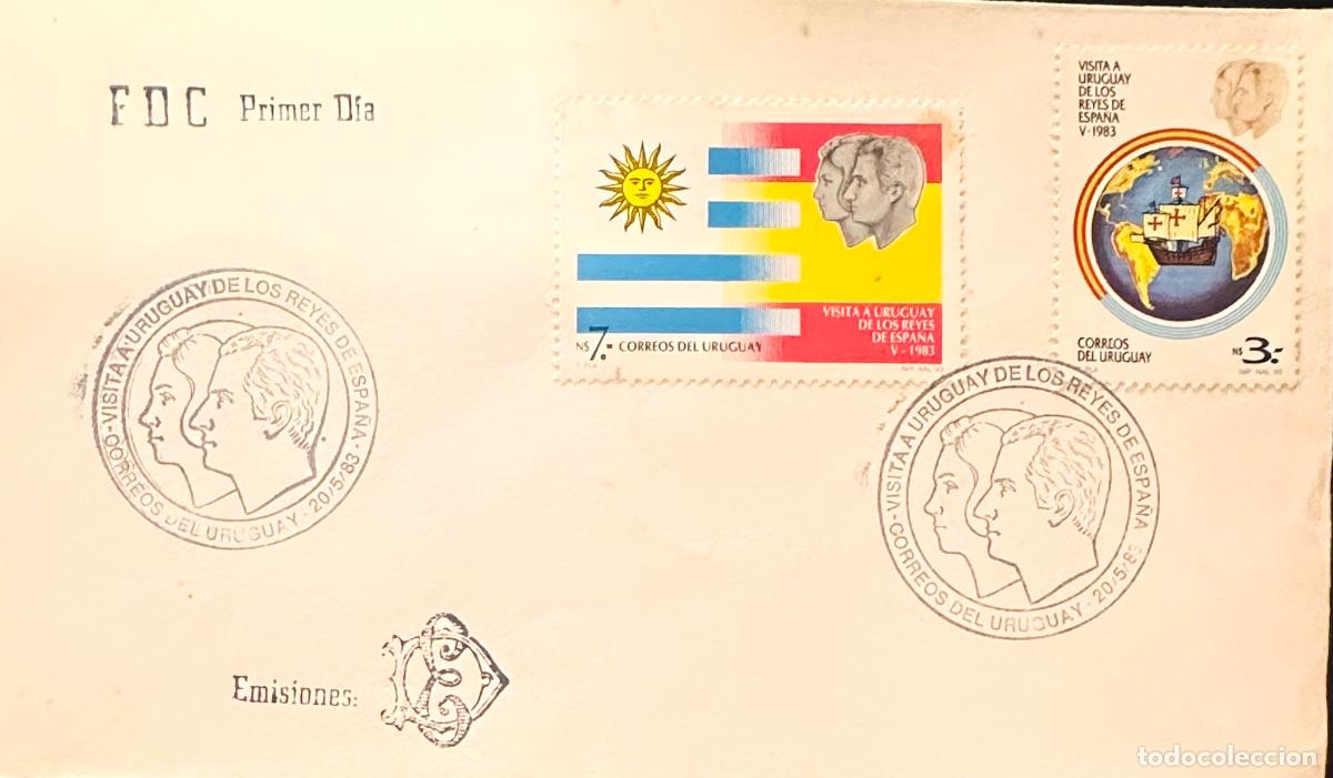 Sellos: CMI) 1983. URUGUAY. TWO STAMPS KING AND QUEEN OF SPAIN. COVER WITH ENGRAVED FACES. FDC. DOMESTIC MAI