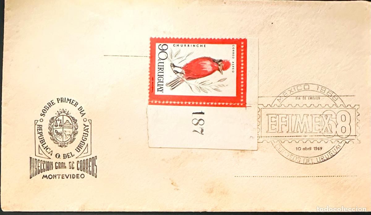 Sellos: CMI) 1969. URUGUAY. STAMP VERMILION FLYCATCHER. COVER WITH EFIMEX ENGRAVING. FDC. DOMESTIC MAIL. XF