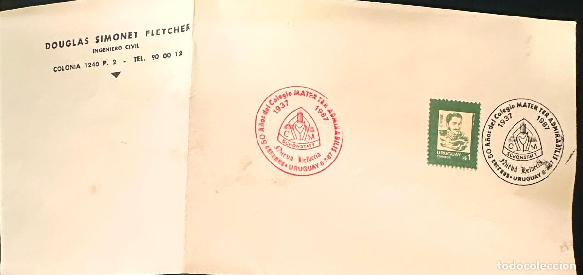 Sellos: CMI) 1987. URUGUAY. STAMP SCHONSTATT COLLEGE. COVER WITH EMBLEM ENGRAVING. FDC. DOMESTIC MAIL. XF